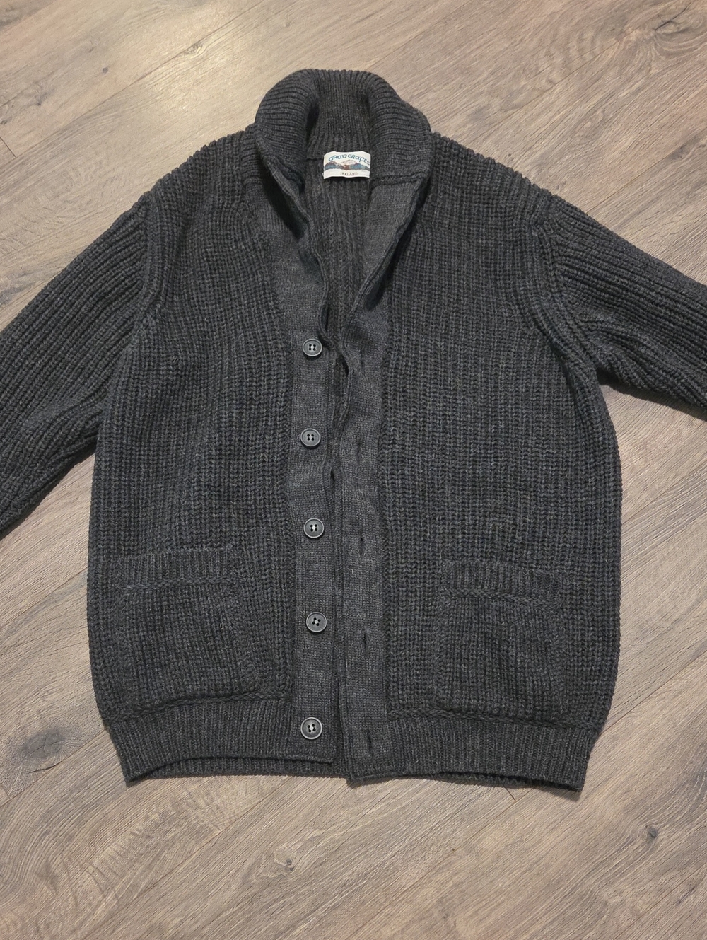Aran Crafts Ireland 100% Merino Wool Button Down Cardigan Sweater